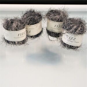 Crystal Palace Fizz 7114 Shadows Eyelash Yarn 4 Skeins Silver Gray